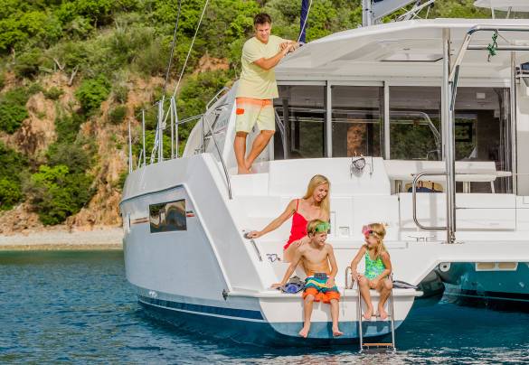 family on rear of Moorings 4000