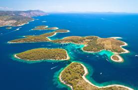 Islands in Agana, Croatia with lots of sail boats on the water