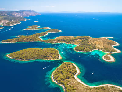 Islands in Agana, Croatia with lots of sail boats on the water