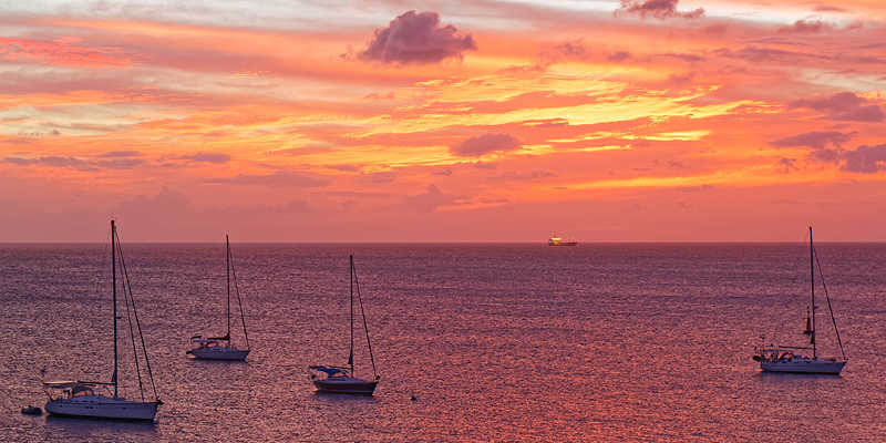 Pink sunset over sea